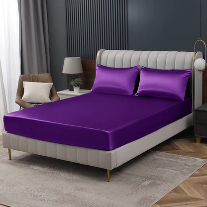 Homiest Black Satin Flat Sheet, Full Silky Bed Top Sheet Only