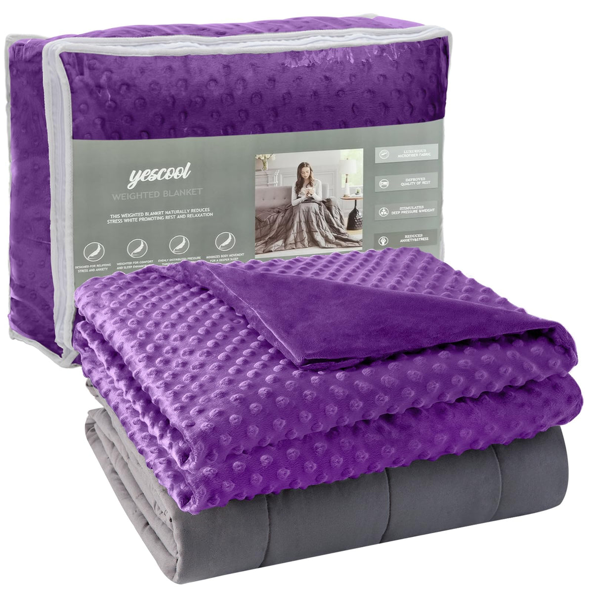yescool Weighted Blanket for Adults 20lbs Queen Size, 60" x 80", Grey