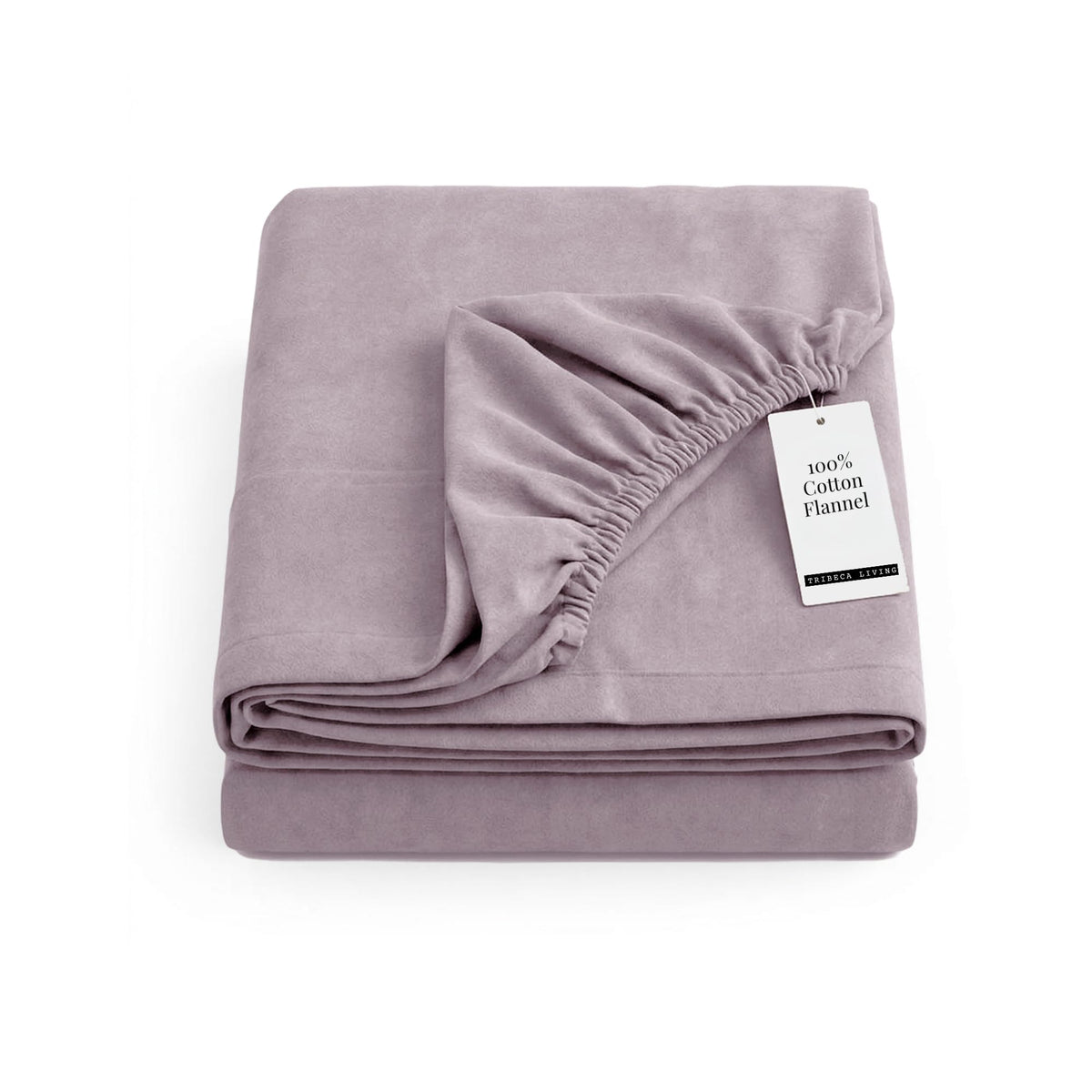 Tribeca Living King Cotton Flannel Flat Sheet Only 170-GSM - Oversized 112 x 106 Inch Dimensions for Generous Bed Coverage - Soft Breathable Bedding in Lavender