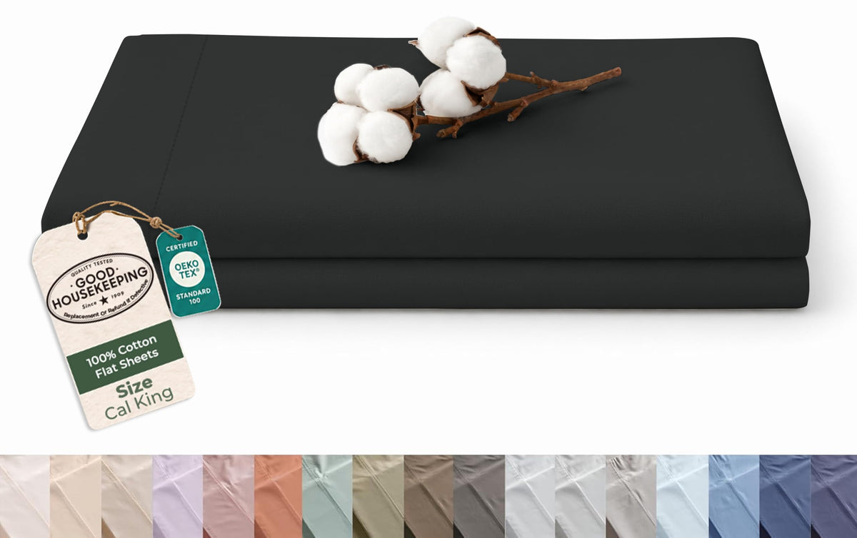 Royale Linens 100% Organic Cotton Full Size Flat Sheet Only - Percale Top Sheets - Full Flat Sheet Sold Separately - Lightweight & Super Soft 100% Cotton White Bed Sheets Only (81" x 96", White)