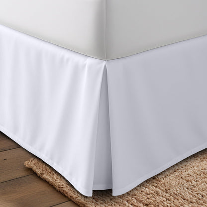 King Size Pleated Bed Skirt, Hides Under-Bed Storage 16 Inch Drop, White