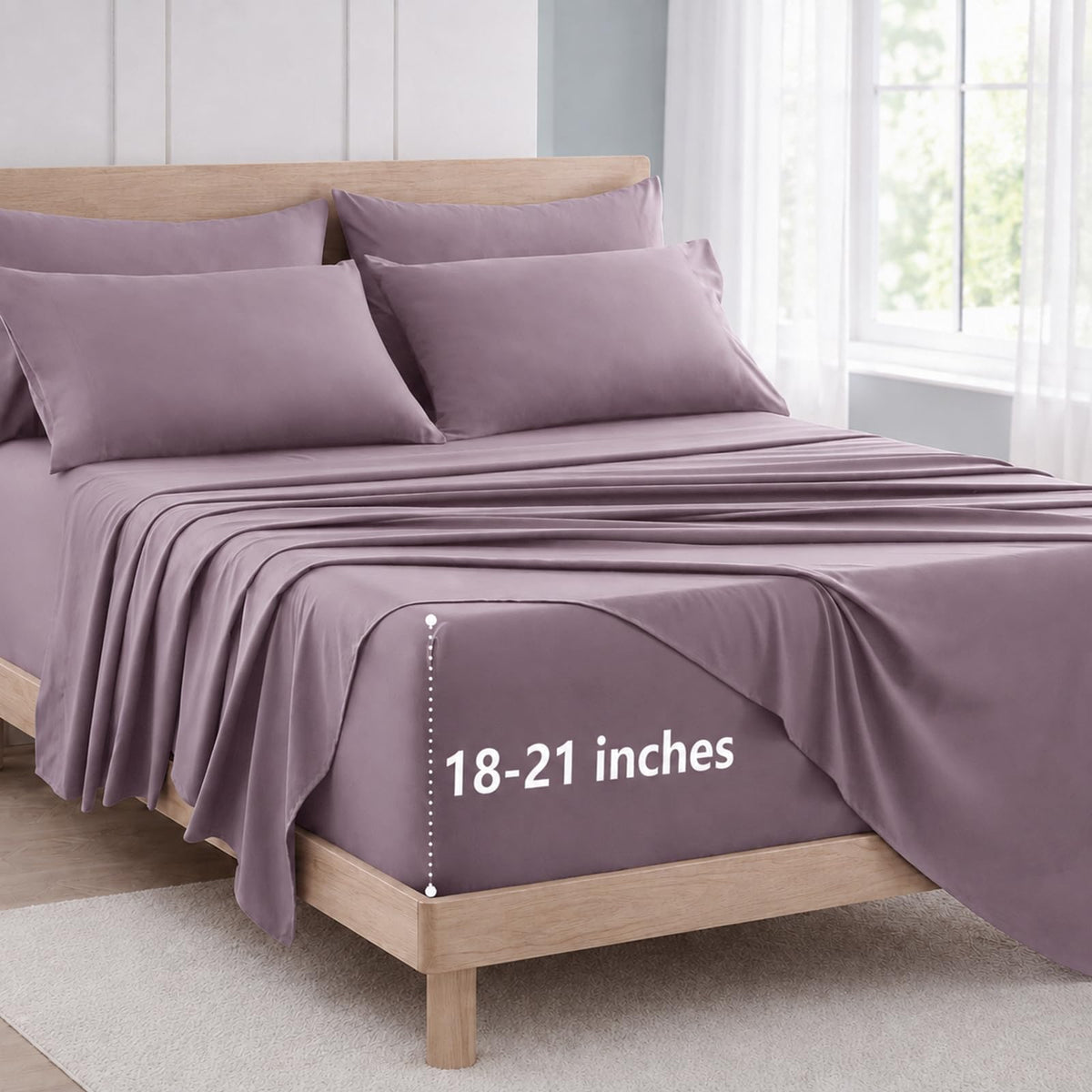 CozyLux King Size Sheets Set 6-Piece, 21-Inch Deep Pocket, Soft Feel