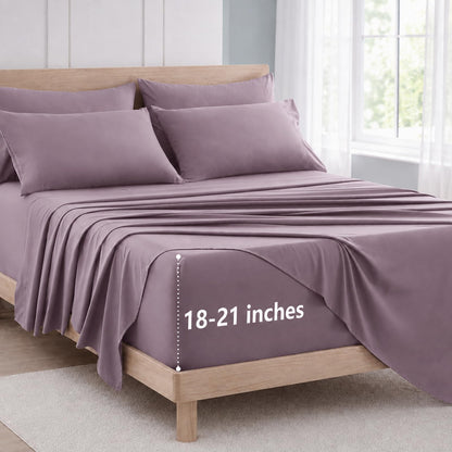 CozyLux King Size Sheets Set 6-Piece, 21-Inch Deep Pocket, Soft Feel