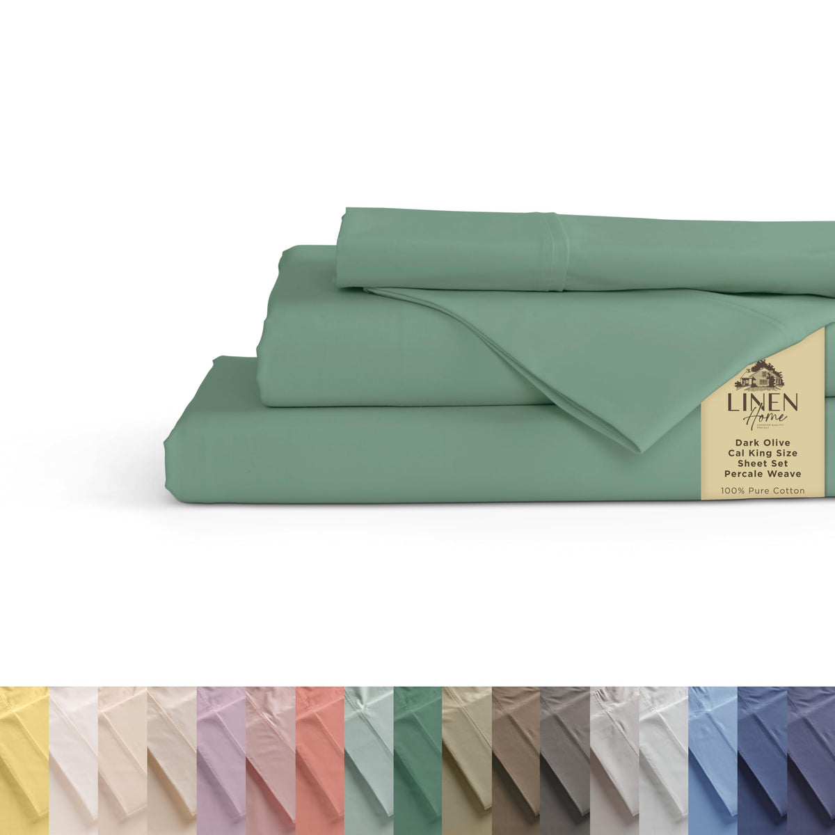 Linen Home 100% Cotton Percale Sheets Queen Size 4 Pc Cooling Set - White