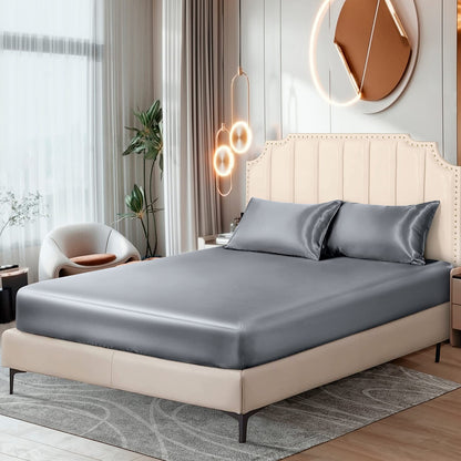 Ersmak Satin Flat Sheet Only, Single Flat Sheet Twin, Luxury & Ultra Soft Silky Bedding Top Sheet for Twin Mattress - Emerald Green