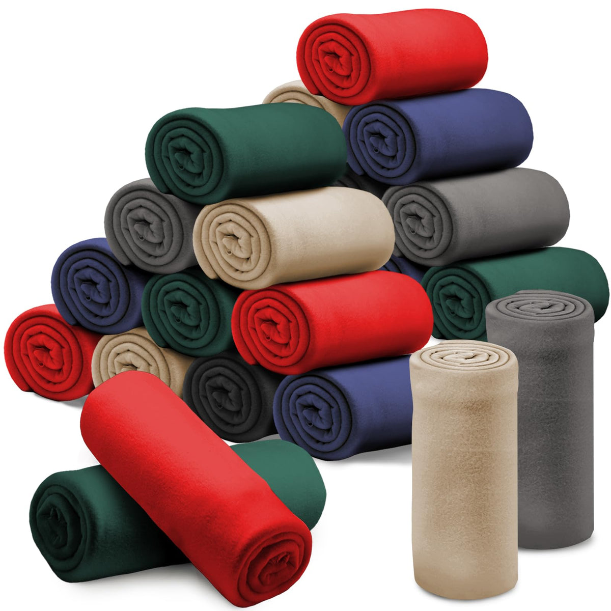 24 Pcs Fleece Blankets Bulk 60 x 50 in, Throw Blankets in Bulk for Wedding, Lightweight Blankets for Bed, Couch, Outdoor Use, Homeless Donation, with Oeko-tex Standard 100 Certified (Blue)