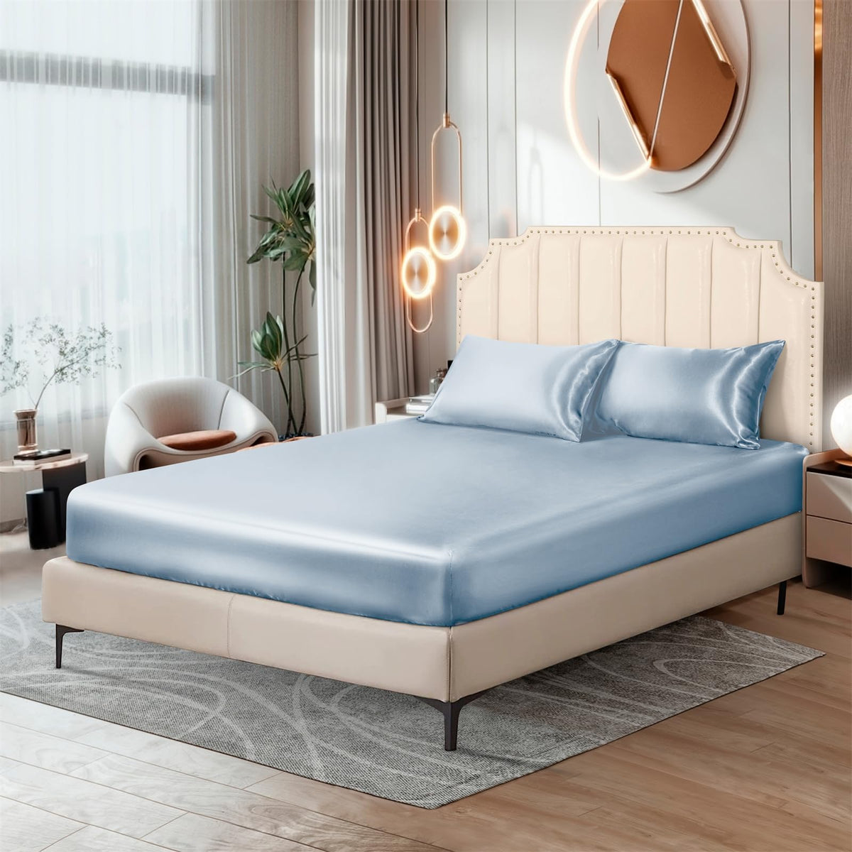 Ersmak Satin Flat Sheet Only, Single Flat Sheet Twin, Luxury & Ultra Soft Silky Bedding Top Sheet for Twin Mattress - Emerald Green