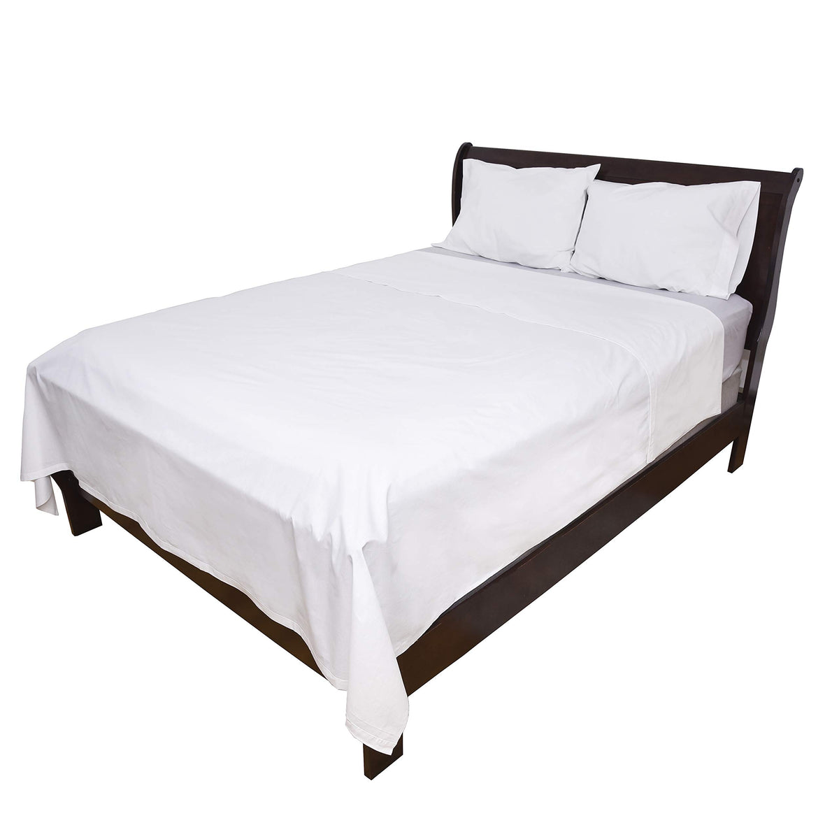 Pacific Linens 1-Piece Flat Bed Sheets - White Poly Cotton, 66 x104 inch Twin Size