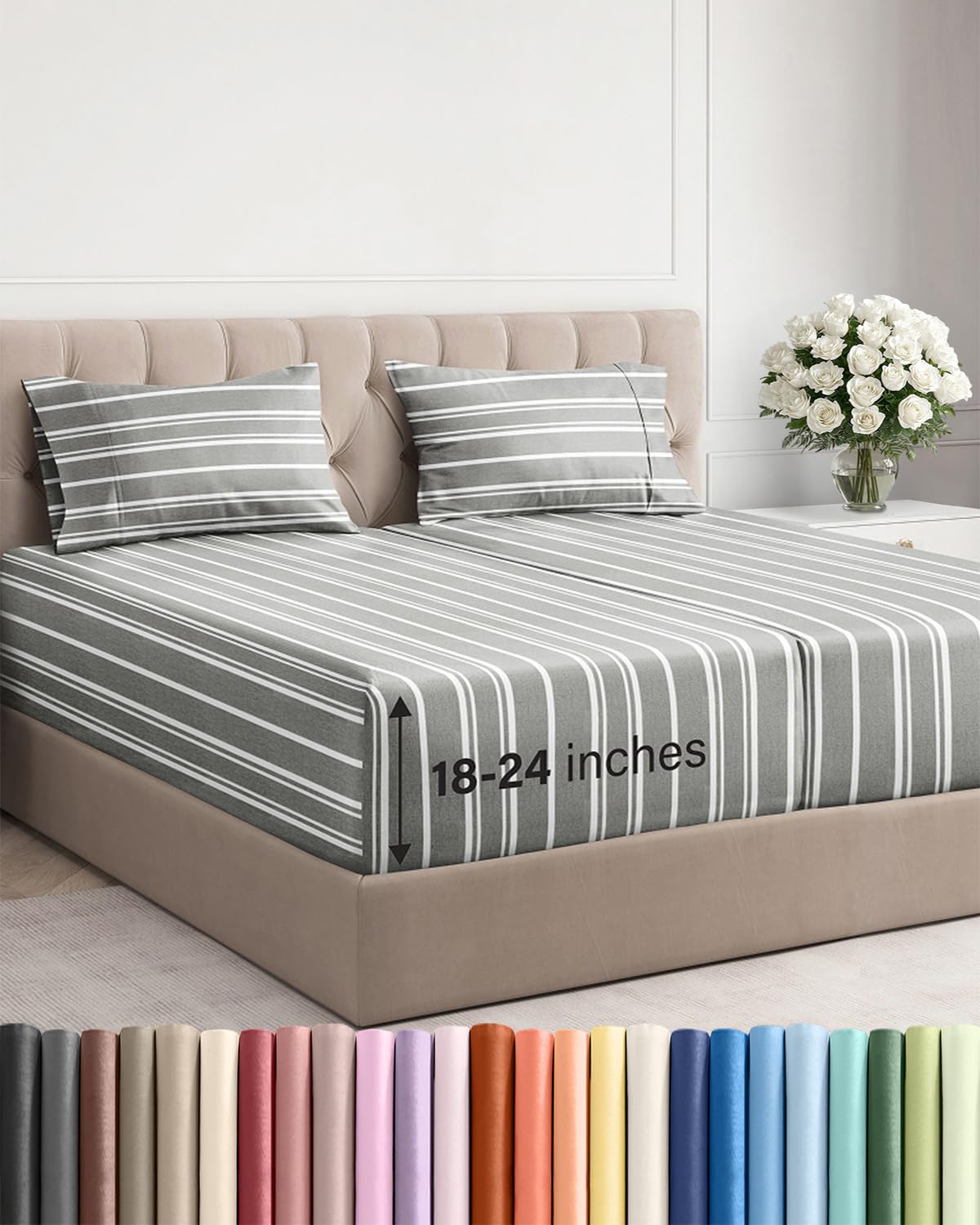 Extra Deep King Sheet Set - 4 Piece Breathable & Cooling - Antique White