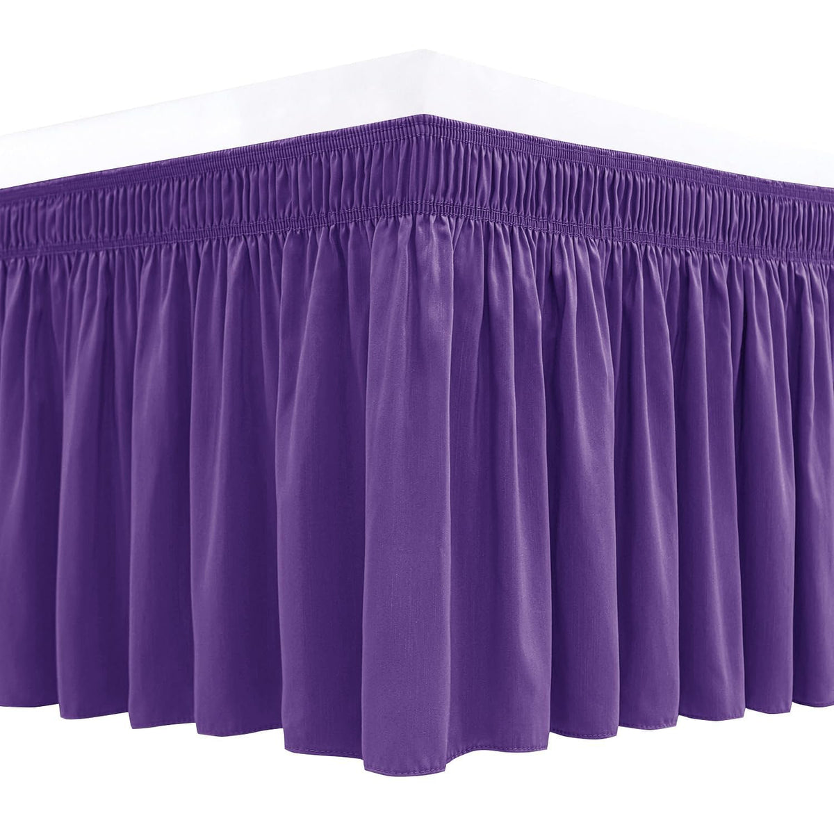 Wrap Around Queen Size Bed Skirt 15" Drop-Elastic Dust Ruffle Light Camel