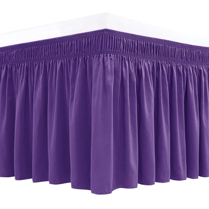 Wrap Around Queen Size Bed Skirt 15" Drop-Elastic Dust Ruffle Light Camel