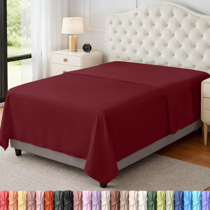 Twin Size Flat Sheet Only Pack of 6, Ultra Soft Hotel Sheets, White