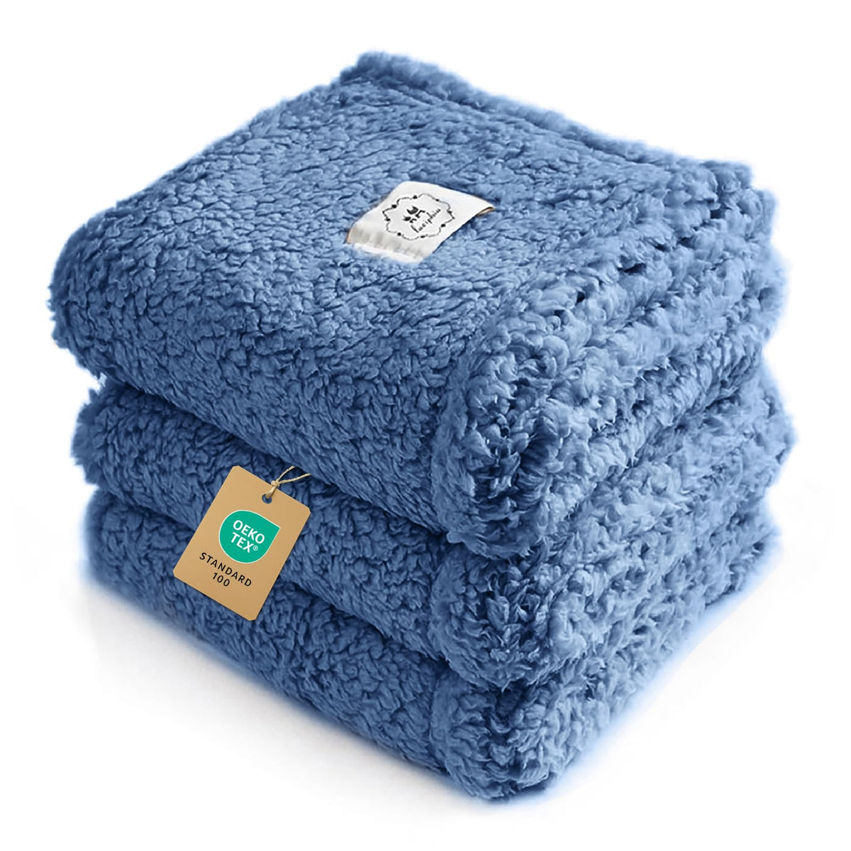 1 Pack 3 Calming Blankets Fluffy Premium Fleece Pet Blanket Soft Sherpa Throw for Dog Puppy Cat Beige Small (23" x16'')
