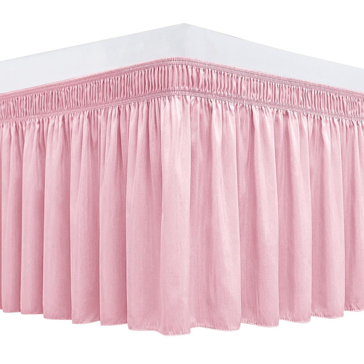 Wrap Around Queen Size Bed Skirt 15" Drop-Elastic Dust Ruffle Light Camel