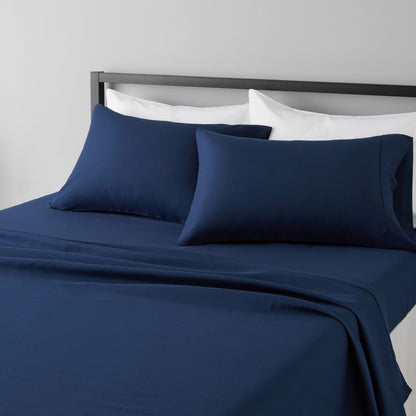 Amazon Basics Lightweight Breathable Wrinkle-Free Brushed Microfiber 3-Piece Bed Sheet Set with 14-Inch Deep Pockets, Twin, Bright White, Solid