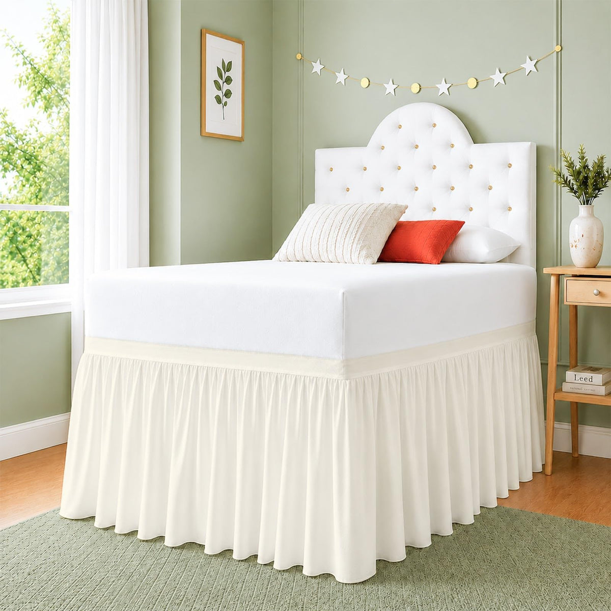 Cottingon Dorm Room Bed Skirt, 100% Microfiber, White, Twin XL-32 Drop