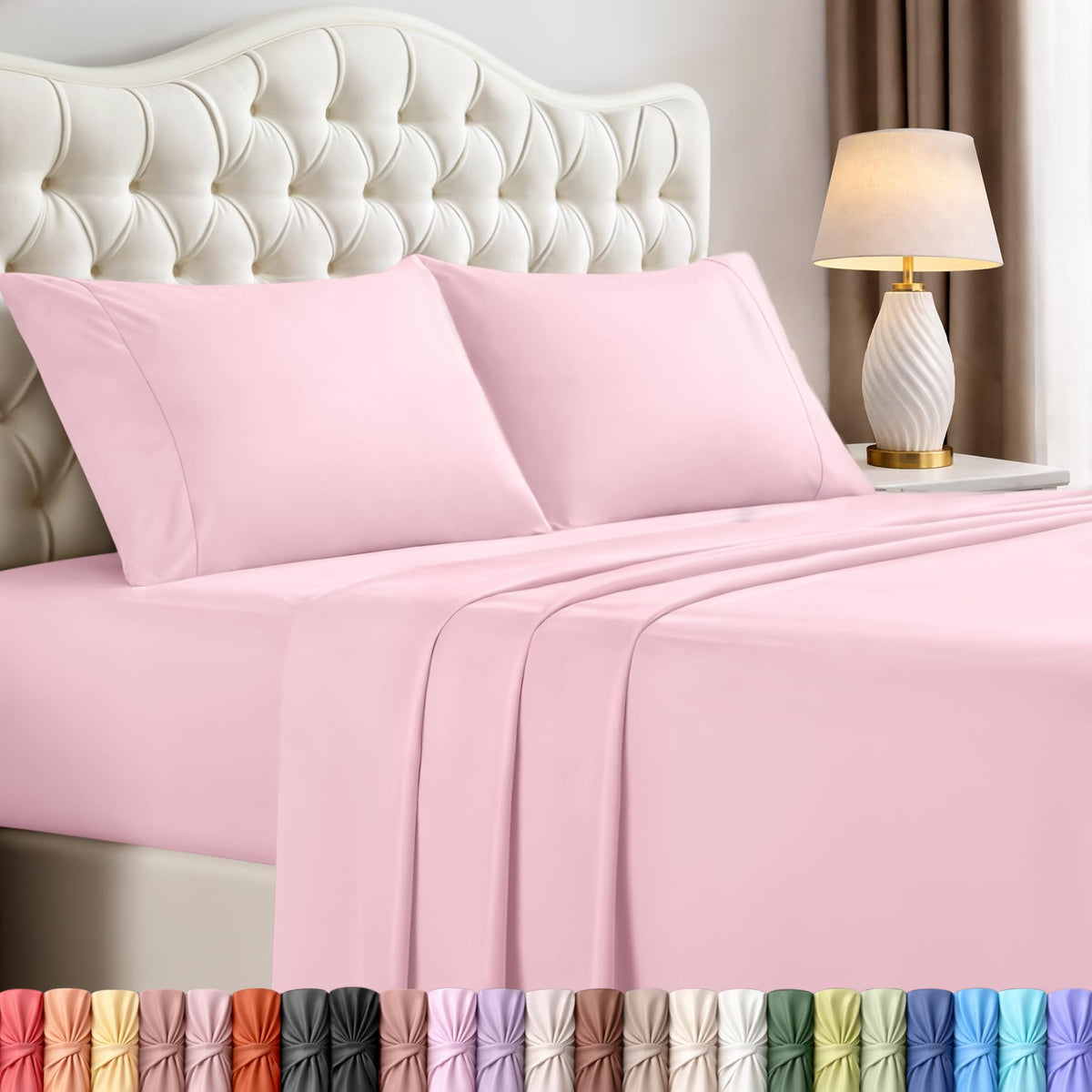 Queen Sheets Set, 4 Pieces 16" Deep Pocket Hotel Luxury Bed Sheets, Grey