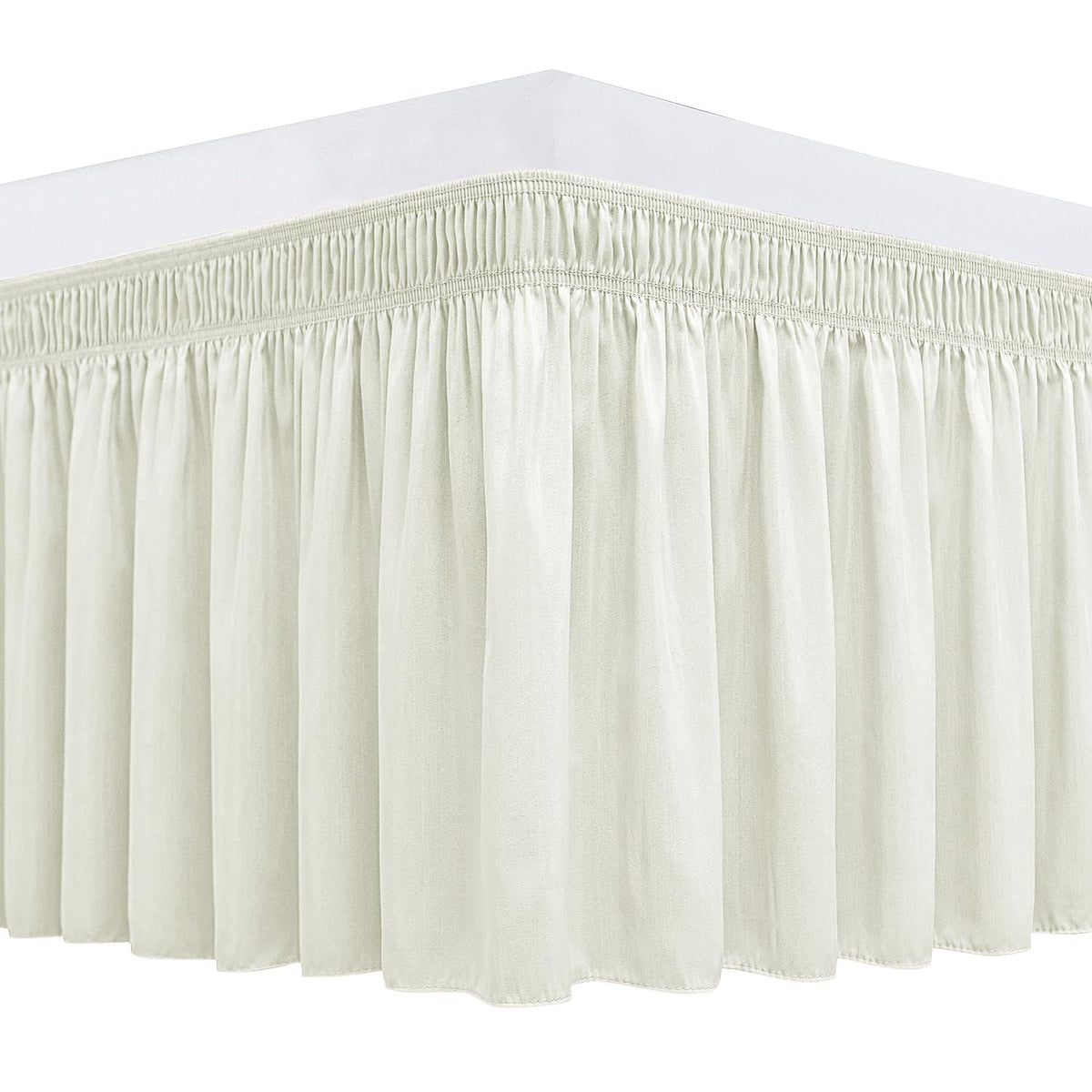 Wrap Around Queen Size Bed Skirt 15" Drop-Elastic Dust Ruffle Light Camel