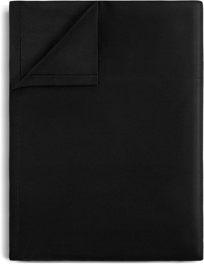 Lirex Twin Flat Sheet, Top Sheet for Bed - 1800 Microfiber, Soft & Breathable, Hotel Quality Flat Sheet, Black