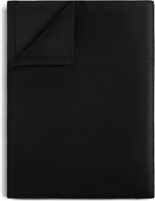 Lirex Twin Flat Sheet, Top Sheet for Bed - 1800 Microfiber, Soft & Breathable, Hotel Quality Flat Sheet, Black