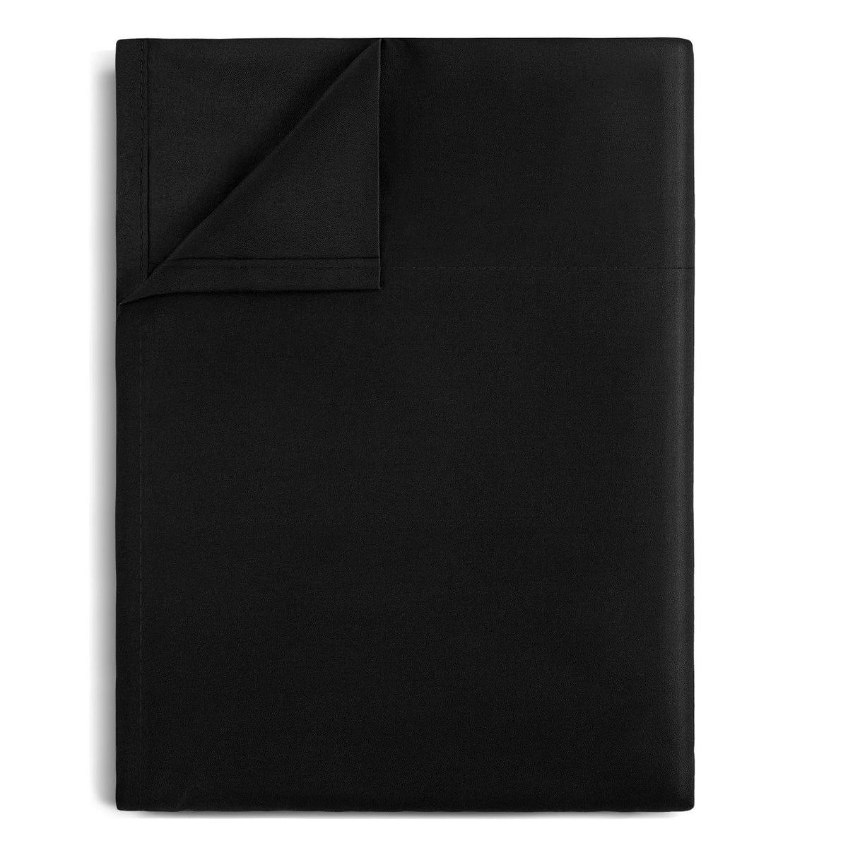 Lirex Twin Flat Sheet, Top Sheet for Bed - 1800 Microfiber, Soft & Breathable, Hotel Quality Flat Sheet, Black
