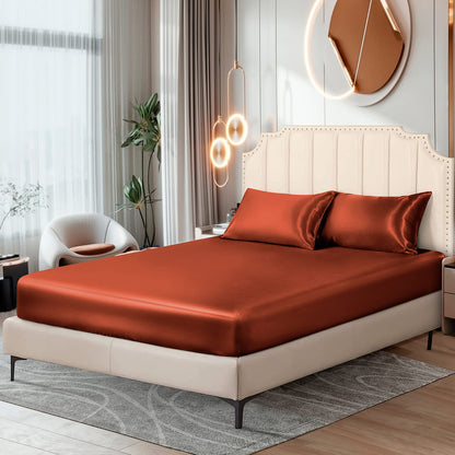 Ersmak Satin Flat Sheet Only, Single Flat Sheet Twin, Luxury & Ultra Soft Silky Bedding Top Sheet for Twin Mattress - Emerald Green