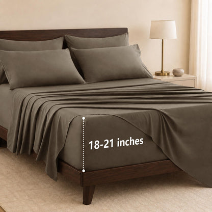 CozyLux King Size Sheets Set 6-Piece, 21-Inch Deep Pocket, Soft Feel