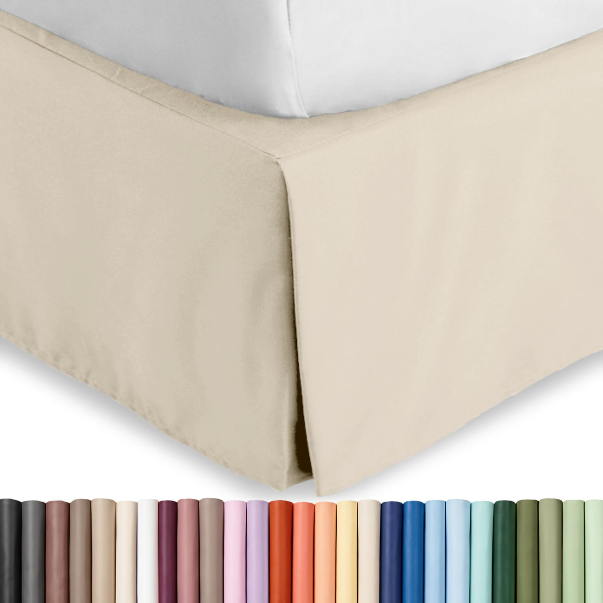 Bare Home Bed Skirt 15-Inch Drop 1800 Ultra-Soft (Queen, Antique White)