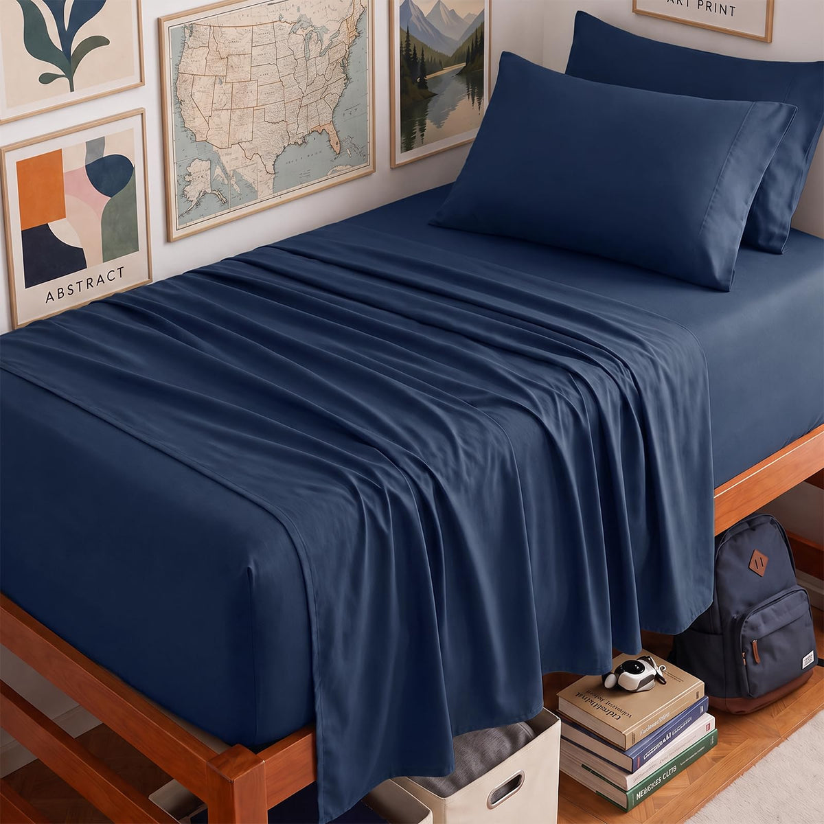 CozyLux King Size Sheets Set 6-Piece, 21-Inch Deep Pocket, Soft Feel