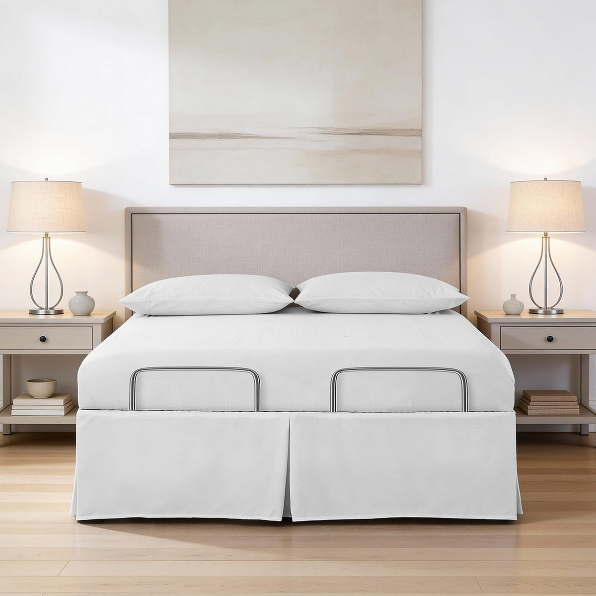 Bed Maker’s Never Lift Your Mattress Bed Skirt for Adjustable Beds, Split Corners, 15 Inch Drop Length, King, White