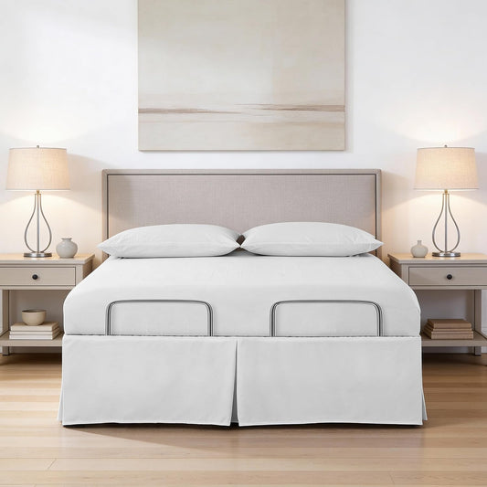 Bed Maker’s Never Lift Your Mattress Bed Skirt for Adjustable Beds, Split Corners, 15 Inch Drop Length, King, White