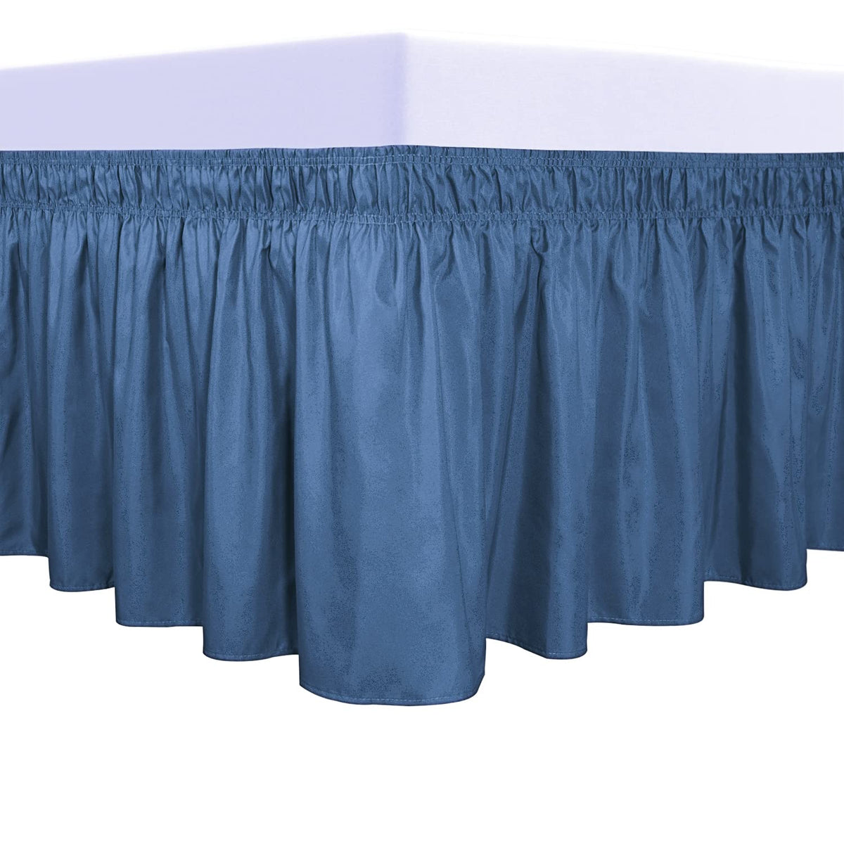 PureFit Wrap Around Ruffled Bed Skirt, White, Queen/King - 18" Drop