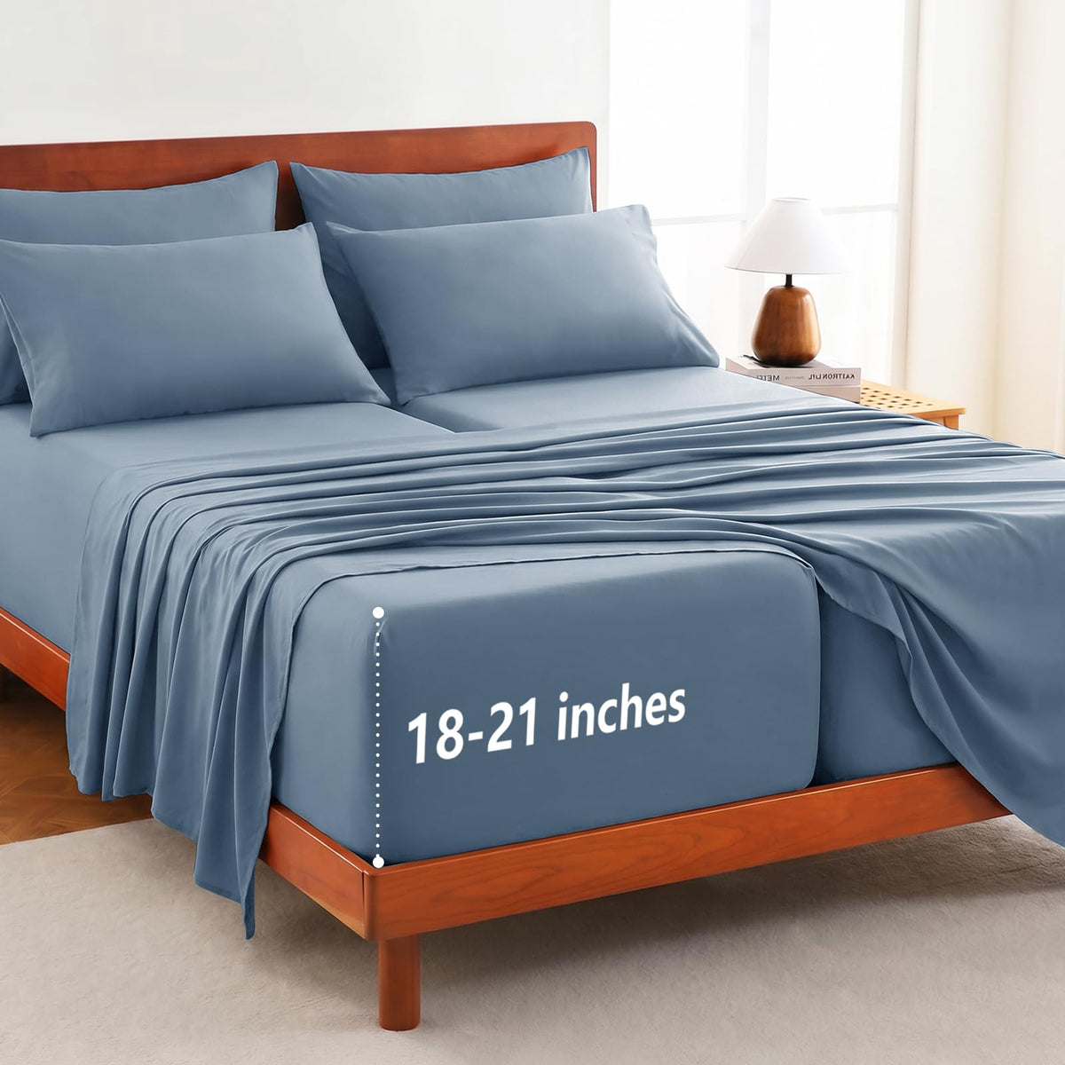 CozyLux King Size Sheets Set 6-Piece, 21-Inch Deep Pocket, Soft Feel