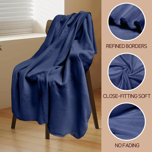 24 Pcs Fleece Blankets Bulk 60 x 50 in, Throw Blankets in Bulk for Wedding, Lightweight Blankets for Bed, Couch, Outdoor Use, Homeless Donation, with Oeko-tex Standard 100 Certified (Blue)