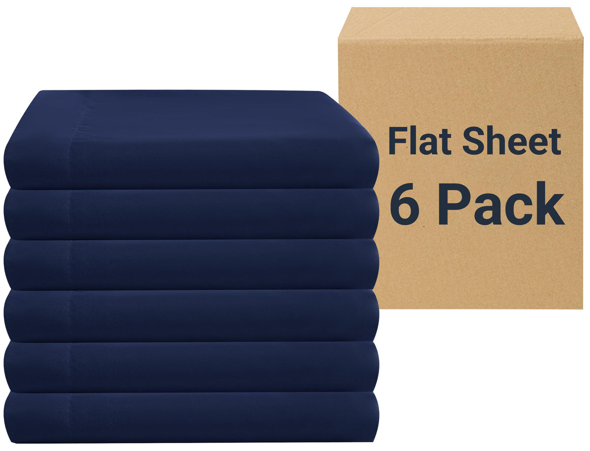 ZPECC Twin Flat Sheets Only White 4 Pack, Color-Coded Hem Threads