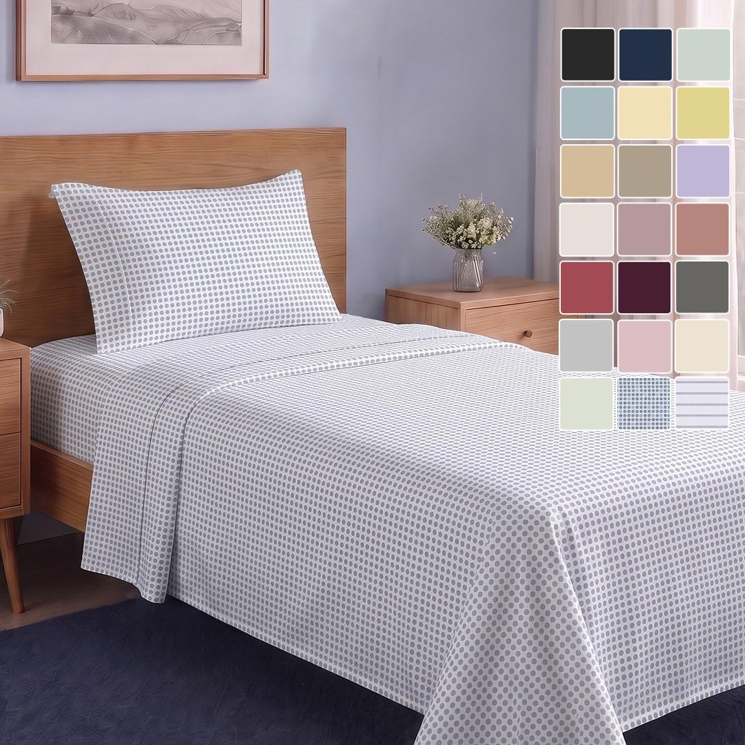 LANE LINEN Queen Sheets 100% Organic Cotton 4pc Percale Cooling - White