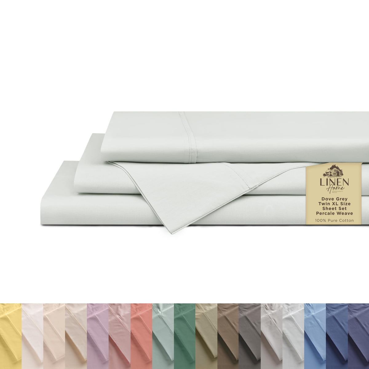 Linen Home 100% Cotton Percale Sheets Queen Size 4 Pc Cooling Set - White