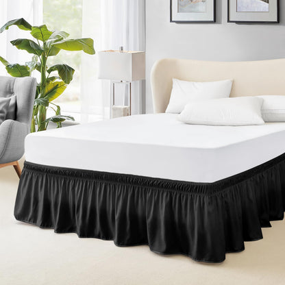FreshCulture Queen Bed Skirt, Elastic Wrap Around Bed Skirt Queen Size, Bed Skirts for Adjustable Bed, Easy Fit with 15-Inch Tailored Drop, Hotel Quality Dust Ruffle for Queen Bed (Sage Green)