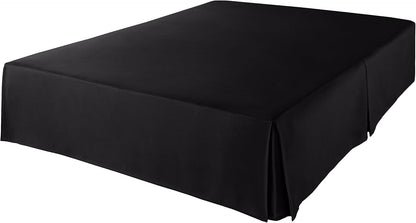 Amazon Basics Lightweight Pleated Bed Skirt, Wrinkle Resistant, Machine Washable, Full, Black, Solid