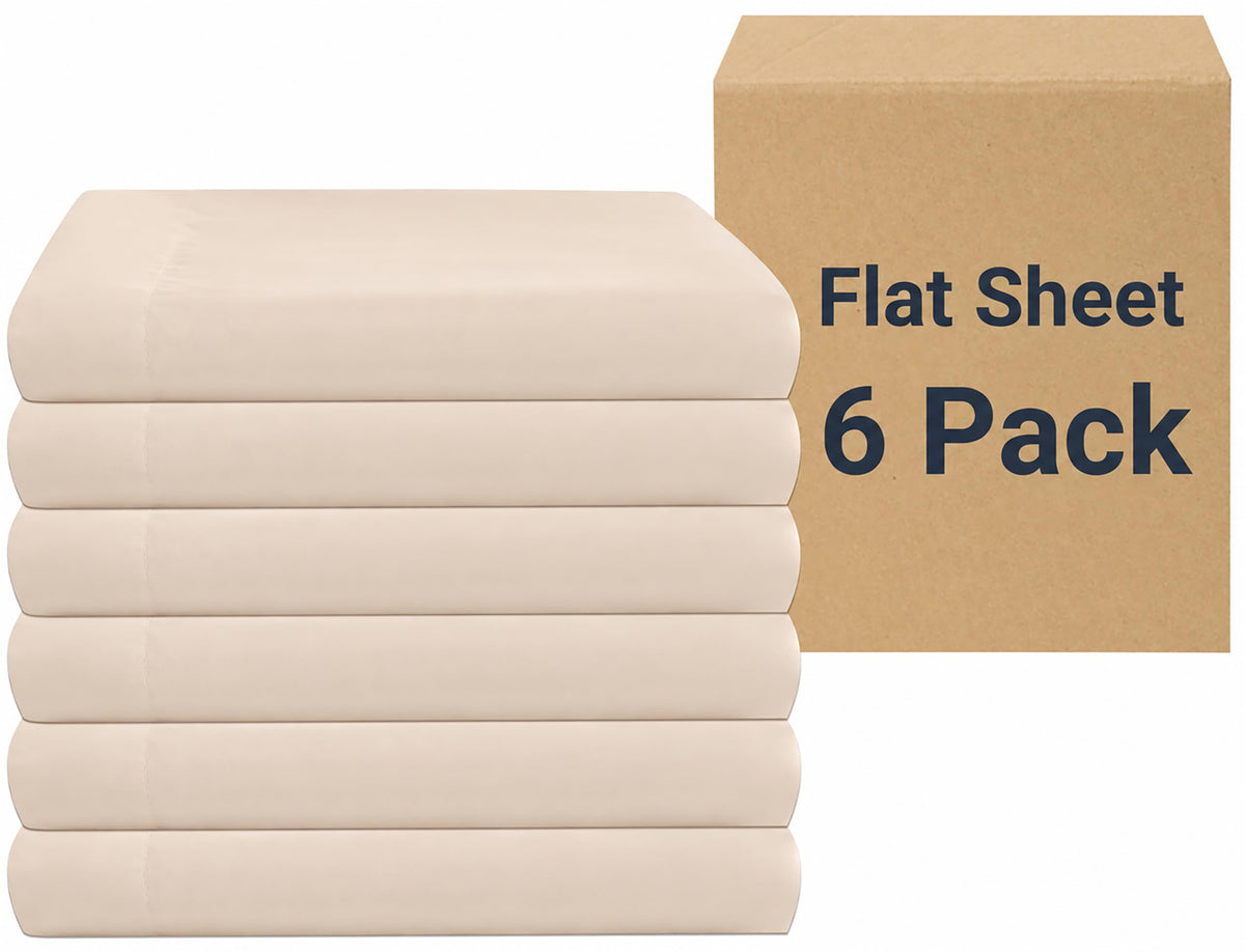ZPECC Twin Flat Sheets Only White 6 Pack, Color-Coded Hem Threads