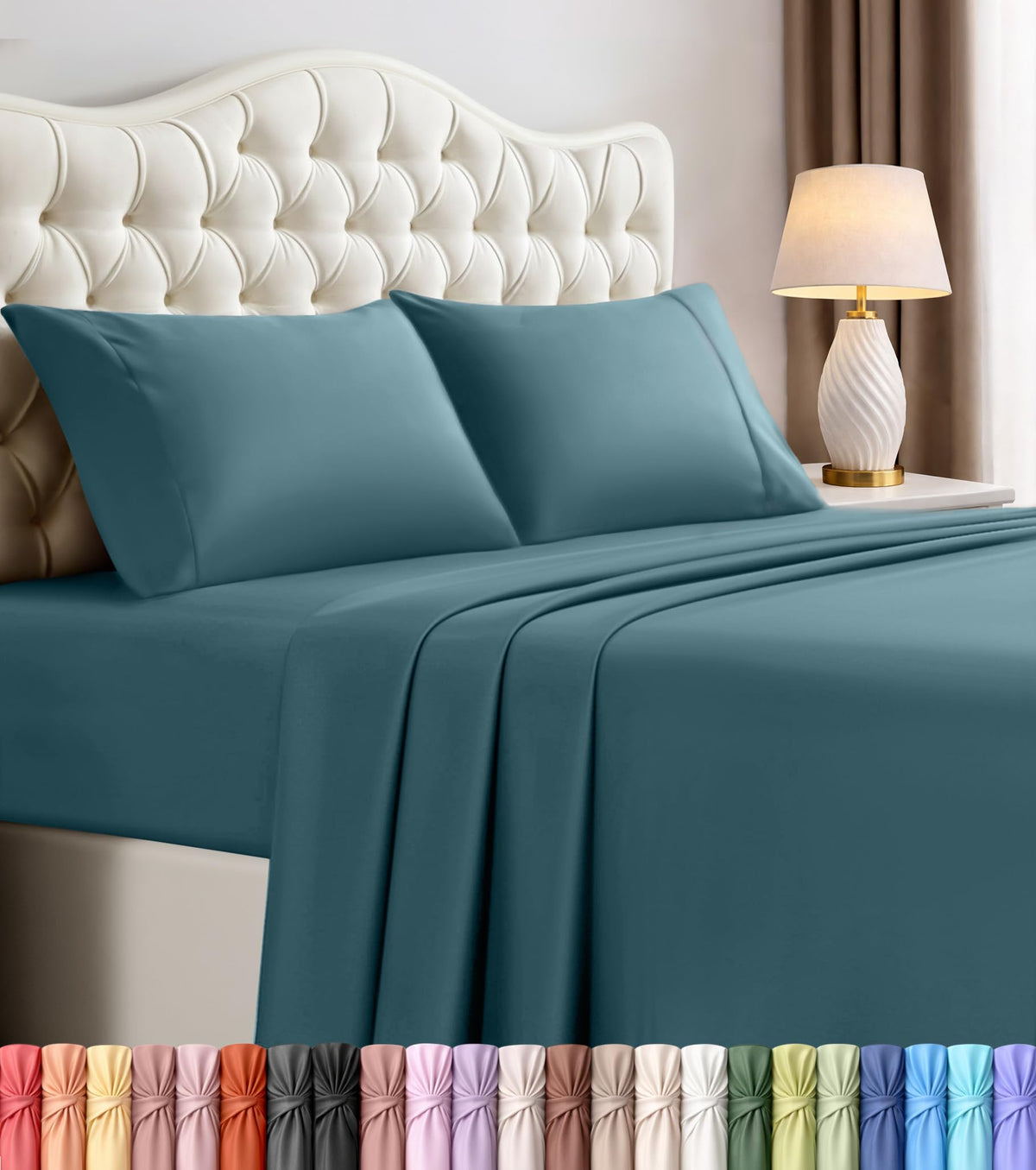 Queen Sheets Set, 4 Pieces 16" Deep Pocket Hotel Luxury Bed Sheets, Grey