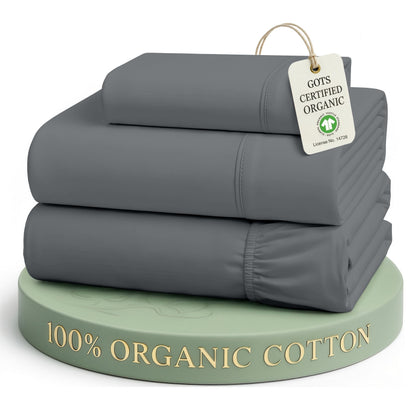 LANE LINEN Queen Sheets 100% Organic Cotton 4pc Percale Cooling - White