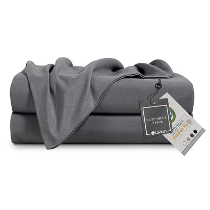 Lavisun Twin Flat Sheets Only, 6 Pack Soft Brushed Microfiber Bedding Sheets for Hotel, Massage, Hospital, Home, Dorm, Bulk Top Flat Sheets Only Twin Size (Grey)