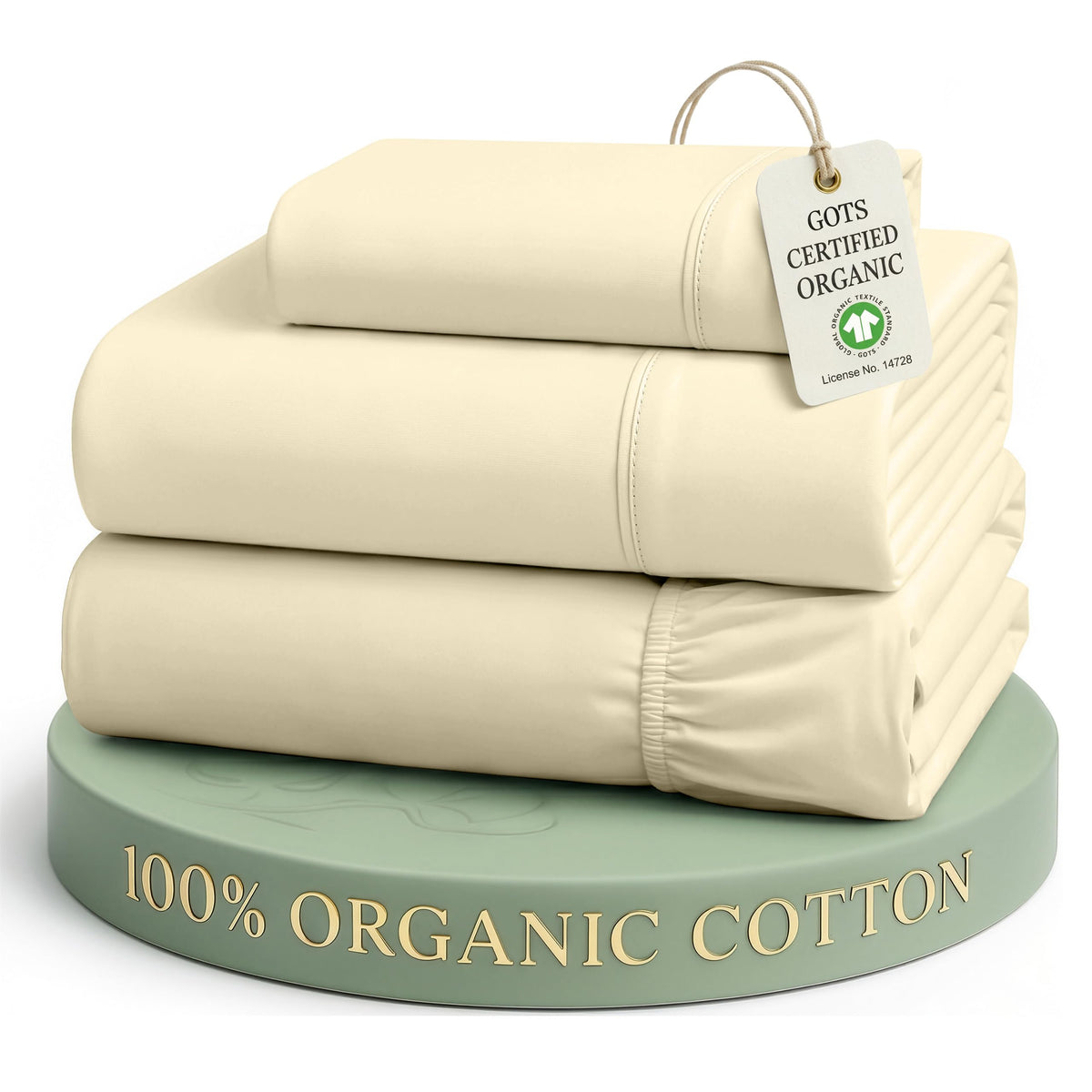 LANE LINEN Queen Sheets 100% Organic Cotton 4pc Percale Cooling - White
