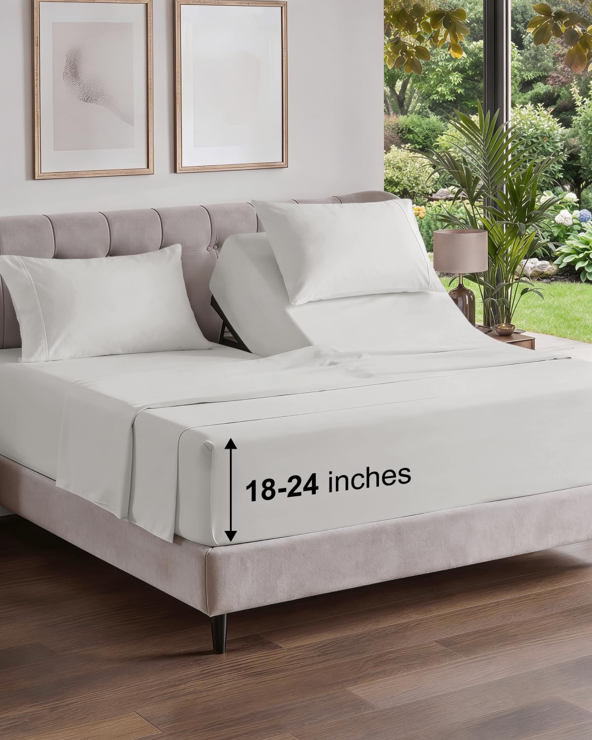 Extra Deep King Sheet Set - 4 Piece Breathable & Cooling - Antique White