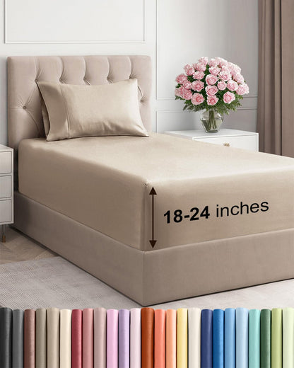 Extra Deep King Sheet Set - 4 Piece Breathable & Cooling - Antique White
