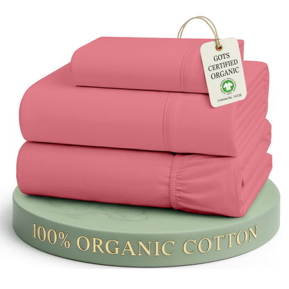 LANE LINEN Queen Sheets 100% Organic Cotton 4pc Percale Cooling - White