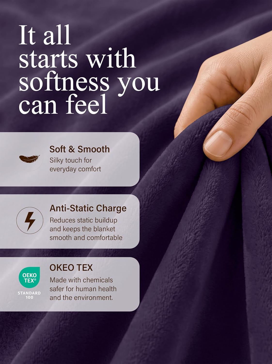 Utopia Bedding Ultra Soft Fleece Bed Blanket Queen Size Purple (90x90 Inch)
