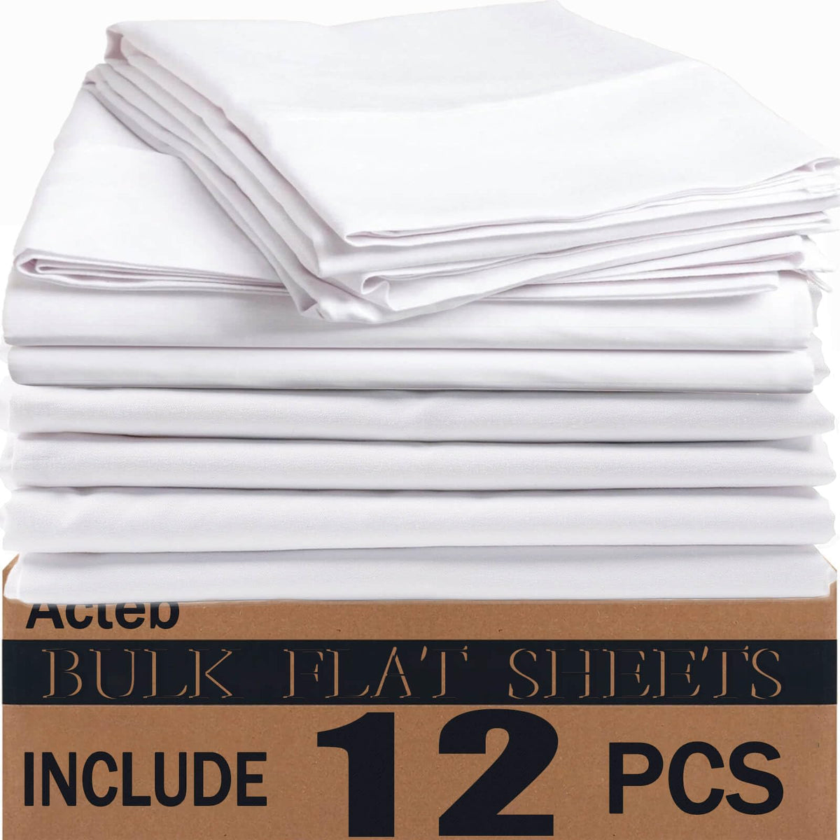 Bulk Twin Flat Sheets Only 4 Pack Basic White Bed Top Line Flat Sheet Soft Breathable Color Coded Hem Threads for Hotel Bedding Wholesale 66x96 inches