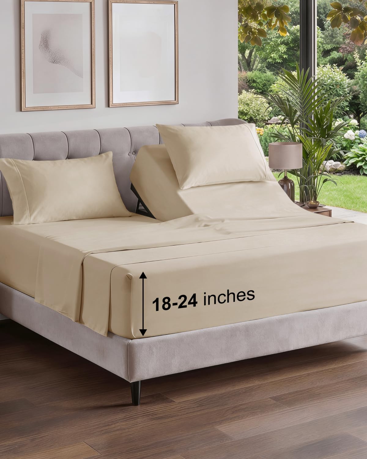 Extra Deep King Sheet Set - 4 Piece Breathable & Cooling - Antique White